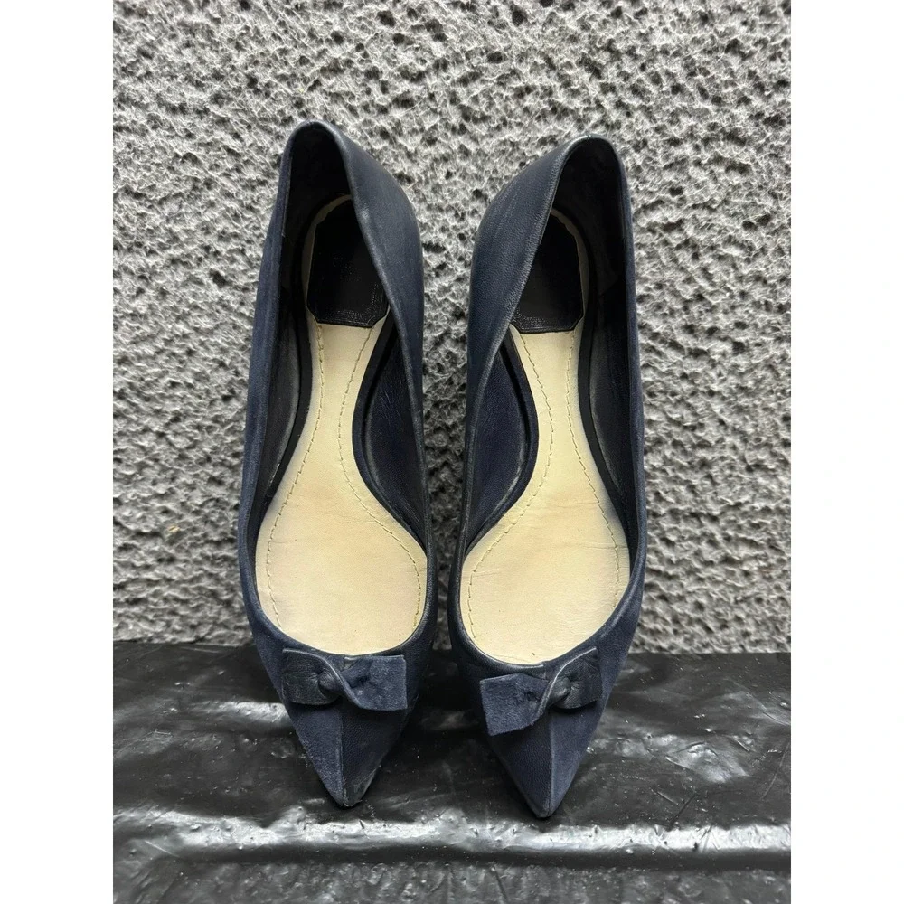 Christian Dior Suede Pointed Toe Slip On Ballet Flats Navy Blue Women Size 37 EU - Picture 6 of 10